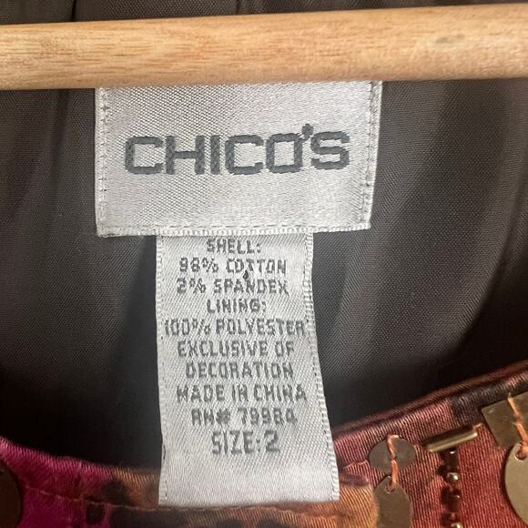 Chico's Women's L Jacket Blazer Floral Beaded Art to Wear Stretch Colorful Party - Picture 6 of 11